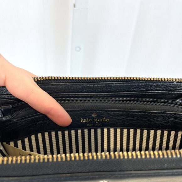 KATE SPADE Cobble Hill Lacey Leather Accordion Wallet Zip Black - Picture 2 of 5